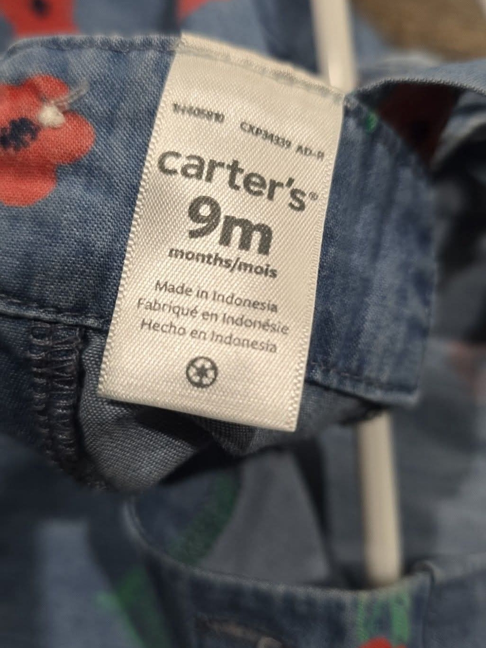 Carter's Red Cardigan and Blue Floral Romper Set Sz 9 Months - Picture 5 of 5